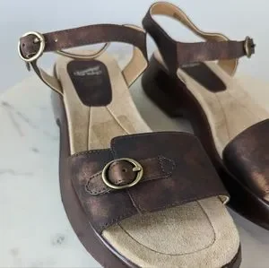 Dansko Shoes Dansko Lynnie Brown Bronze Leather Sandals Poshmark